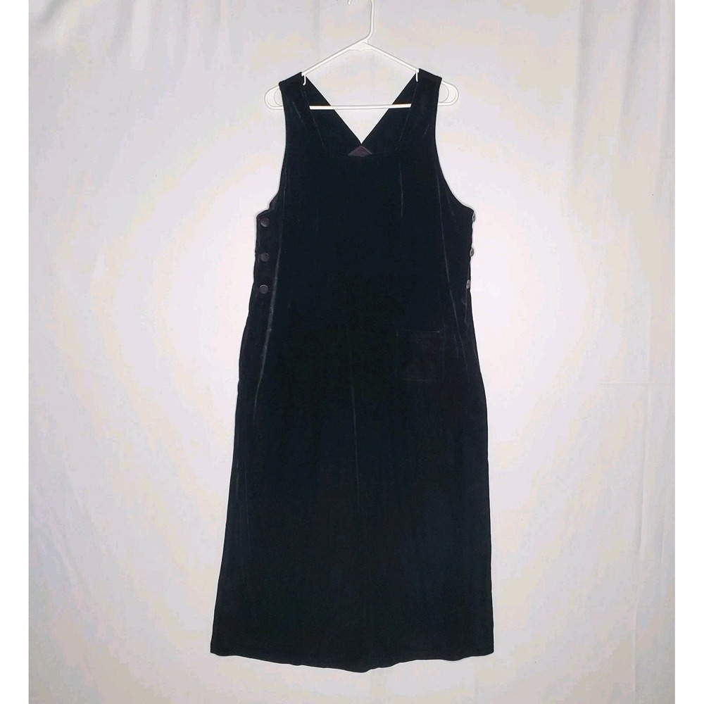 Studio Ease Velvet Midi Overall Dress 6 Vintage 90s‎ Modest Grunge Bib Teacher